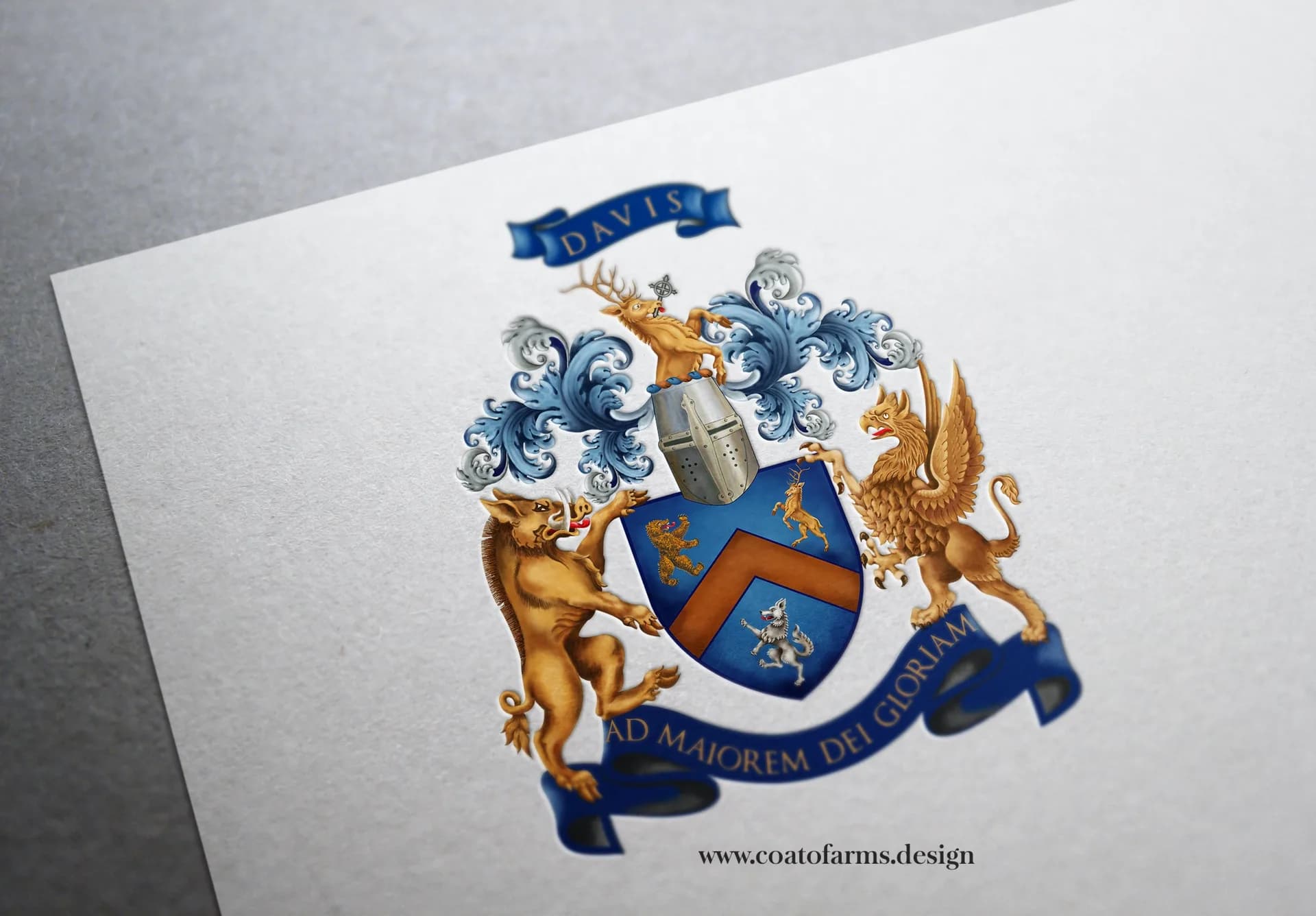 Coat of arms (family crest) I digitally painted for a family from the USA