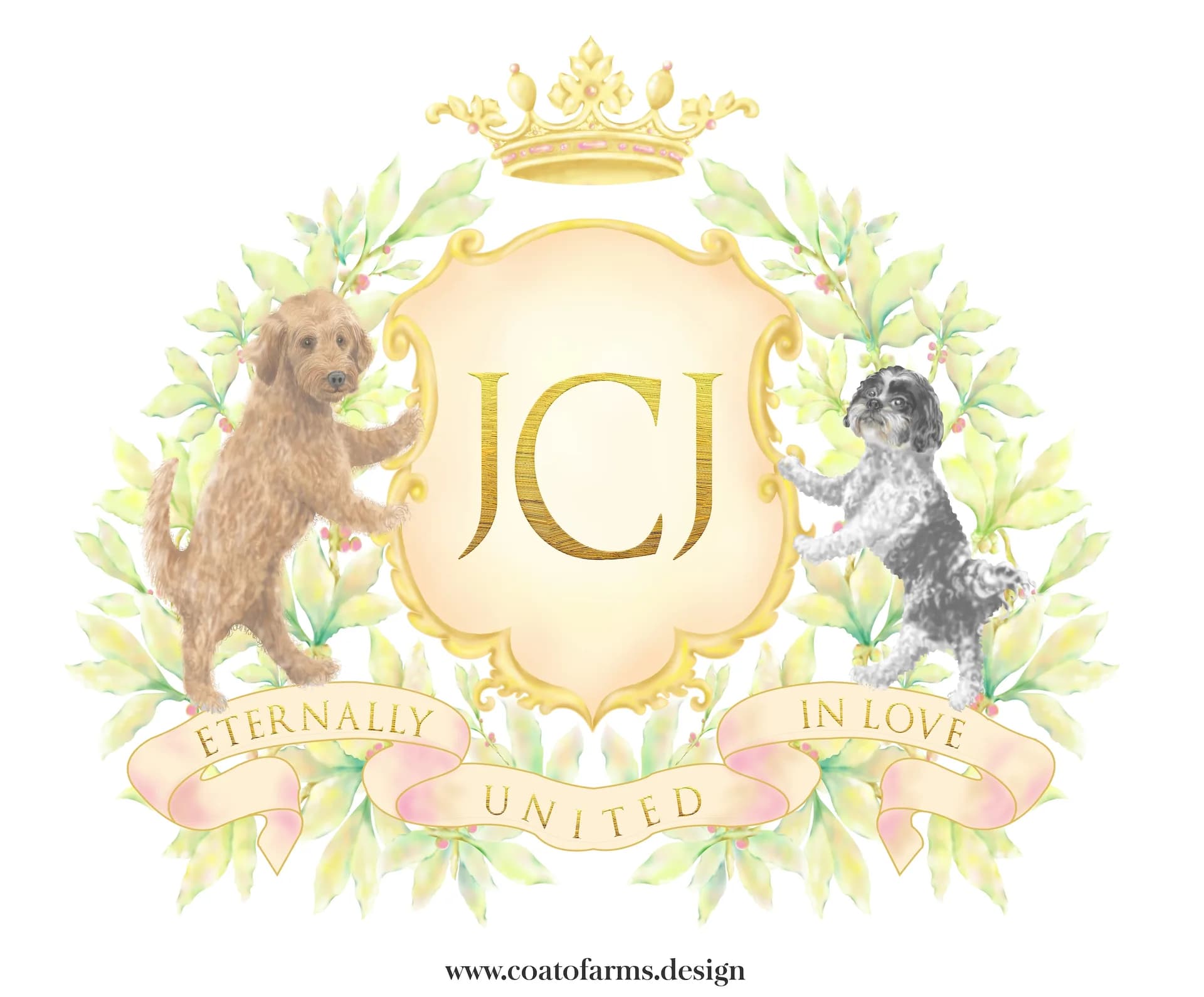 A wedding crest and a monogram I designed for newlyweds from the USA 1
